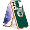 Urarssa Cover Compatibile con Samsung Galaxy S21 5G Custodia Ultra Sottile Morbida TPU Silicone Custodia con 360° Regolabile Anello Magnetica Supporto Ring Cover per Samsung Galaxy S21 5G Verde