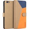 ELESNOW Cover iPhone 6 Plus / 6s Plus, Custodia Antiurto Custodia in Pelle Magnetica Libro Flip Portafoglio per iPhone 6 Plus / 6s Plus - 5.5 (Kaki/Arancione/Blu)