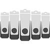 TEWENE Chiavetta USB da 2 GB, set da 5 pezzi, unità flash drive USB, ad alta velocità, USB 2.0, colore nero.