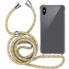 MyGadget Cover per iPhone XS Max - Custodia con Corda - Case con Cordino Trasparente Antiurto con Laccio | Tracolla - Practical Stylish - Giallo