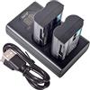 DSTE DE DSTE 2x EN-EL15 Ricambio Batteria + Caricatore doppio USB con display LCD Compatibile per Nikon 1 V1,D7200,D7100,D750,D600,D7000 Digital SLR Fotocamera,Impugnatura batteria MB-D11,MB-D12,MB-D15,MB-D17