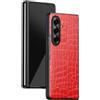 COQUE Cover Galaxy Z Fold 7, custodia in pelle di coccodrillo Slim Shell in PC con stile all-inclusive, cover per telefono cellulare pieghevole a 180˚ per Samsung Galaxy Z Fold 7 5G-Rosso