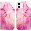 COTDINFOR Compatible with iPhone 11 Custodia Libro PU Pelle Portafoglio Slot Schede Chiusura Magnetico Antiurto Flip Cover per Phone 11 Marble Purple YB.
