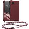 kwmobile Custodia Compatibile con Google Pixel 6a Cover - Back Case in Silicone TPU - Protezione Smartphone con Cordino - viola bordeaux