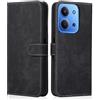 MIKULLE Cover a Libro per Xiaomi Redmi 15C 4G / 5G (6.9), Custodia in Pelle PU e Silicone TPU Bumper, Flip Chiusura Magnetica Caso Portafoglio con Funzione Stand - Nero
