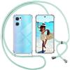 ISOI Cover con Cordino per Oppo Find X5 Lite, Custodia Trasparente con Collana Tracolla Laccio Collo Ultra Sottile Morbido TPU Silicone Antiurto AntiGraffio Antiscivolo Case, Verde