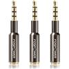 FosPower Ultra-Slim Design 3.5mm (1/8") Maschio a 3.5mm (1/8") Femmina 4-Conductor TRRS AUX Stereo Audio Headphone Jack Extender Adattatore - Gunmetal Grigio (3 Pack)