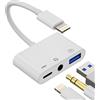 Kefiany Adattatore Lightning USB 3.5mm Cuffie Jack Caricatore Rapido (3 in 1) per iPhone OTG Accessori Aux Audio Connettore Tastiere Chiavetta USB Lettore di Schede Mouse per iPhone 14 13 12 11 per iPad L+3.5