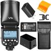 Godox V1C Kit Flash Rotondo per Canon Flash a Testa Tonda per Fotocamera 2.4G HSS 1/8000S TTL, Tempo di Ricarica 1,5 Secondi, Batteria al Litio 2600mAh, Lampada Pilota a LED