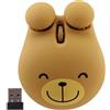 KeautFair Mouse wireless a forma di orso, ergonomico, portatile, leggero, da viaggio, ottico, senza fili, con ricevitore USB 2,4 G, per PC, laptop, computer, desktop, studenti, ragazzi, ragazze, adulti, regalo