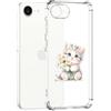 Guxira Cover Protettiva per iPhone 16e, Carino Antiurto Trasparente Silicone Custodia Floreale Design Cover Antipolvere Protettiva Case per iPhone 16e - Gatto