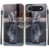 KENHONER Cover Compatibile con iPhone Air, Premium Pelle PU Portafoglio Flip Libro Custodia per iPhone Air [Protezione Completa] - gatto e tigre