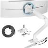 ARES WING Supporto per monitor con USB A/C, braccio per monitor da 17 a 49 pollici, supporto per monitor regolabile per 20 kg, supporto per monitor con molla a gas, VESA 75/100 mm, bianco