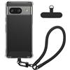 kwmobile Cover Trasparente Compatibile con Google Pixel 8a Custodia - con Cordino da Polso Staccabile Lungo 15 cm - con 2 Toppe di Fissaggio - Montaggio Facile