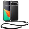 kwmobile Custodia Compatibile con Google Pixel 10 / Pixel 10 Pro Cover - Back Case in Silicone TPU - Protezione Smartphone con Cordino - trasparente/nero