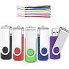 ARETOP Chiavetta USB da 32 GB, confezione da 5 flash drive 2.0, memoria stick di archiviazione girevole, porta chiave USB U, disco 5 colori misti con corde