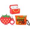 XMBYGY (3Pack) Custodia per Airpods Pro, Custodia Protettiva in Silicone per Airpods Pro con Design Simpatico e Divertente, con Portachiavi (3Dstrawberry+Reese+M)