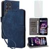 IUQXU Cover per Motorola MOTO G54 Power/G54 XT2343 Libro con Vetro Temperato BL | Blocco RFID,Antiurto,Carte,Supporto,Custodia in Pelle Portafoglio per Motorola MOTO G64 5G