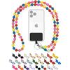 drop letsy catena per cellulare con perline universali in legno, cordino, catena, collana da appendere, compatibile con smartphone: iPhone 15,14,13,12, Samsung Galaxy (senza custodia, TheRainbow)