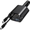 Ksywydu Adattatore accendisigari USB 4 in 1 con 2 cavi PD di tipo C (30 W/20 W) e porta USB-A/USB-C, caricatore retrattile per auto, camion, smartphone, tablet, computer portatile