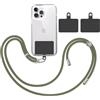 TBOC Cordino Catenella Laccio Strap Porta Cover [Verde Militare] + 2 Toppe di Fissaggio aggiuntive [Nero] Telefono Cellulare Collo - Tracolla Catenina cordini Cellulari Telefoni Universale Laccetti