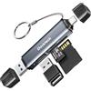 dockteck Lettore di schede SD, Dockteck USB 3.0 A/M&C/M a TF/SD3.0 2 in 1 Card Reader, High Speed Memory Stick Reader Multity-Slot OTG Reader per UHS-I SD/Micro SD/SDHC/SDXC/MMC
