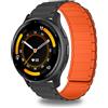 CeiBand 22mm Cinturino Magnetico per Garmin Forerunner 265/255/255 Music, Sportivo Cinturini Silicone per Garmin Forerunner 570 47mm/Venu 3/vivoactive 4/Active - Nero Arancione