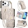 Fertuo Cover per iPhone 17 Pro, Fiori Custodia a Libro Portafoglio Antiurto in Pelle PU Flip Case Interna Silicone con Porta Carte, Supporto, Chiusura Magnetica e Cinturino, Bianco