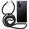 MyGadget Cover per Xiaomi Redmi Note 11 Pro | 11 Pro 5G - Custodia con Corda - Case con Cordino Trasparente Antiurto | Bumper con Laccio | Tracolla - Nero