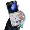 GULVQYF Custodia per Samsung Galaxy Z Flip 7 (versione 2025), graziosa stampa con panda in stile cartone animato, design kawaii, per Galaxy Z Flip7, con cordino da polso, per ragazze e ragazzi (B)