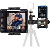 Rodison Adattatore per treppiede per iPad, supporto per treppiede per tablet con testa a sfera da 1/4 per luce ad anello a LED, microfono e 2 morsetti per tutti i tablet e smartphone da 4,7-12,9
