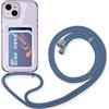 FMPCUON Custodia con Collana per iPhone 13 Pro Max con Slot per Scheda,Cover Trasparente Regolabile con Cordino [Antiurto] [AntiGraffio] [Antiscivolo] Case con Laccio Tracolla,Blu