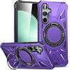 Yarxiawin Cover per Samsung Galaxy A05s con Anello Supporto Magnetico, Nero Silicone TPU Morbido Case e Rigida PC Custodia Antiurto Rugged Copertura Sottile (Viola)