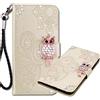 MRSTER Custodia per Huawei P Smart 2021 - Custodia Flip Premium Protettiva Portafoglio PU Pelle con Owl di Diamante Case Cover per Huawei P Smart 2021. Owl Gold