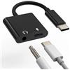 HOYULLI USB C A 3.5mm AUX Cuffie Adapter(2 in 1) Tipo C Caricatore Per IPhone 15 Auto Audio Splitter Type-C Auricolari Microfono Compatibile Per Samsung S24 Ricarica Per Apple iPad SD Headphone Dongle 3.5+tp