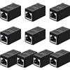 Frienda Accoppiatore RJ45, Connettore di Rete dell'Adattatore di Estensione Ethernet per Cat7/ Cat6/ Cat5e/ Cat5, Accoppiatore Cavo di Rete Ethernet Femmina a Femmina (Nero, 10 Pezzi)