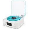 Yunir Altoparlante Vintage Wave, Lettore CD Portatile a Forma di Giradischi, Piccolo Altoparlante Stereo Wireless Multifunzione 3 in 1 con Luce Notturna Ambientale, Adatto per gli