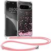 kwmobile Custodia Compatibile con Google Pixel 10 / Pixel 10 Pro Cover - Back Case in Silicone TPU - Protezione Smartphone con Cordino - rosa/marrone scuro/trasparente