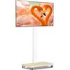 TVON Supporto TV da Pavimento Per TV da 32-65 Pollici LCD/LED/Plasma, Regolabile in Altezza Porta TV con Ruote Girevole Porta TV da Terra Fino a 40kg, Max.VESA 400x400mm, Bianco