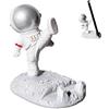 JOZMMZEOOA Astronauta Supporto Telefono,Universale per Porta Cellulare da Tavolo Carino in Piedi Scrivania Supporto Tavolo Portatile Appoggia Telefono,per Iphone Support Tavolo (Calcio-D'argento)