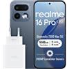 realme 16 Pro 5G Smartphone 8+256 GB,Pebble Grey,Pantalla AMOLED 6,78 144Hz,MediaTek Dimensity 7300 Max,Cámara trasera 200MP OIS,frontal 50MP,Batería 6500mAh con carga 80W,eSIM,IP69