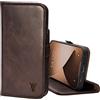 TORRO Custodia Compatibile con Apple iPhone 12 e iPhone 12 Pro - Caso in Vera Pelle di Qualità con [Slot per Schede] [Supporto Orizzontale] [Cornice Durabile] (Marrone Oscuro)