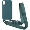 2NDSPRlNG Cover con Collana Compatibile con iPhone XR,Case con Laccio per Il Collo Custodia con Cordino Soft silicone Case,Verde scuro