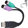 Ieron Adattatore da USB a PS2, doppia presa PS2 Active USB a PS2, convertitore adattatore per tastiera, mouse, scanner di codici a barre, Plug and Play