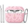 MoKo Custodia Silicone MoKo Per AirPods Pro 3,Incisione Fiori Carina,Rosa