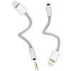 zoyuzan Adattatore jack da Lightning a 3,5 mm (2 pezzi) per Apple MFI Certified Auto AUX cavo audio splitter headphone Jack convertitore per cuffie iPad cavo jack jack per iPhone 14 13