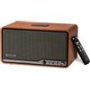 Edifier S300 Altoparlante Retro da Tavolo, Audio Hi-Res Cablato e Wireless, Potenza 80W (RMS), Bluetooth 5.4 Multi-punto, WiFi Multi-stanza (AirPlay 2), Ingressi AUX e USB-C, Marrone