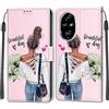 KENHONER Cover Compatibile con Honor 200 Pro, Premium Pelle PU Portafoglio Flip Libro Custodia per Honor 200 Pro [Protezione Completa] - ragazza