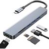 Helweet Adattatore Multiporta, Hub USB C Ethernet, Hub USB C 7 in 1, with HDMI 4K, PD 100W, Lettore Schede SD/TF, Multi Splitter Per PC, Laptop, Flash Drive, Console, Stampante, PC, Tastiera