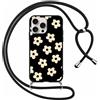 Foonary Cover con Cordino per Apple iPhone 16 Pro 6,3, Custodia con Laccio Collana Tracolla Aesthetic Disegni Morbido TPU Necklace Regolabile Protettiva Corda Case per iPhone 16 Pro, Fiore 2